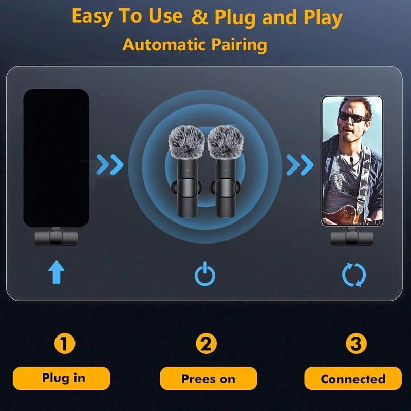 2-In-1 Wireless Mini Mic For Smartphone - Clear Stereo Audio Noise Reduction Vlogging Tool 2-In-1 Wireless Mini Mic For Smartphone - Clear Stereo Audio Noise Reduction Vlogging Tool