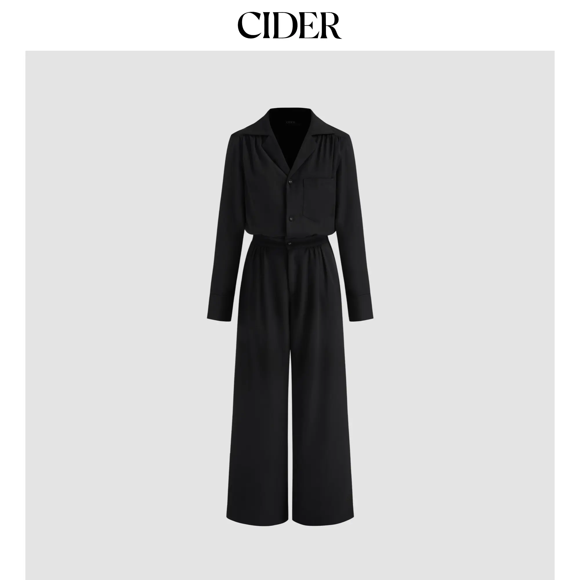 Cider [size 2-26] Collar Solid Button Pocket Straight Leg Jumpsuit