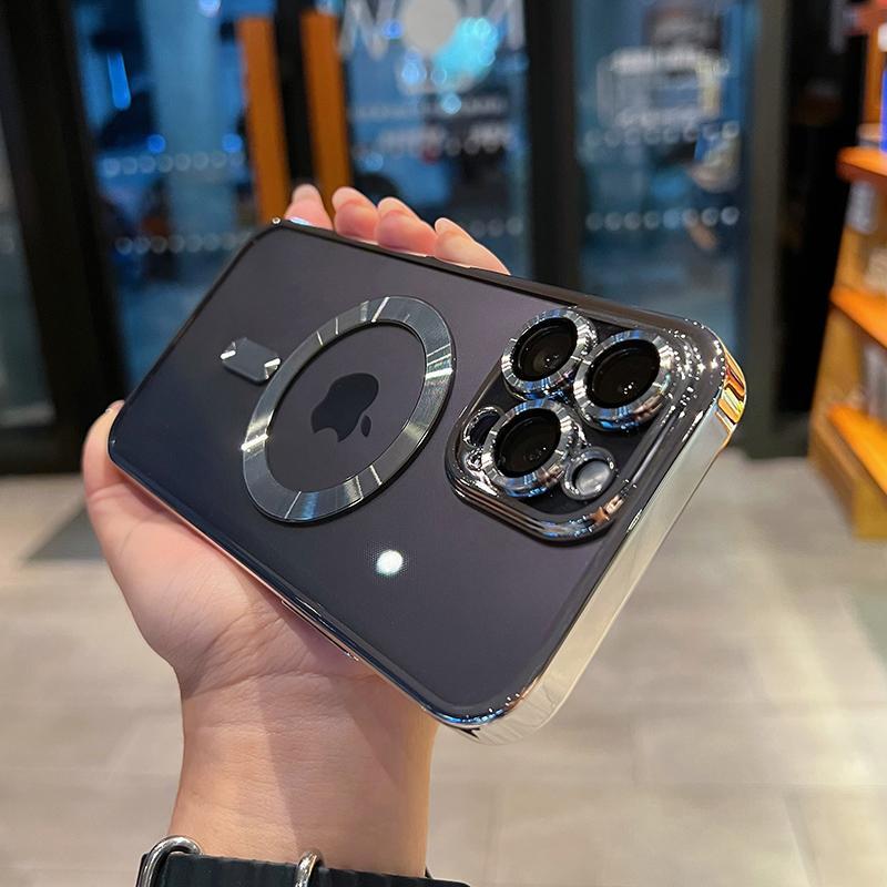 Luxury Magnetic For Magsafe Wireless ChargePlating Clear Case for iPhone 12, 13, 14, 15, 16 ,17Pro Plus Max - Shockproof Silicone Cover