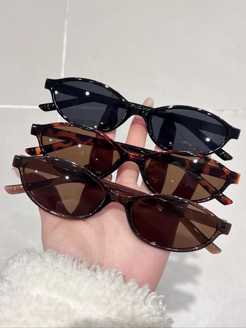 Women's Trendy Tinted Lens Oval Frame Sunglasses, Vintage Casual Sunglasses for Everyday Use, Fashion Accessories for Outdoor Activities, Trendy Beach Eyewear