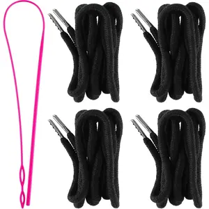 Replacement Drawstring Cords with Easy Threader for Sweatpants Shorts Pants Jackets Coats (Black)