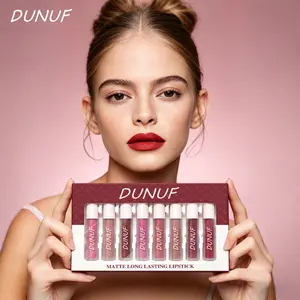 1Box, DUNUF Matte Liquid Lip Gloss Set, 8 Versatile Daily Shades, Smooth Creamy Liquid Texture, Water Resistant & Hard To Fade After Fully Settled, Ideal For Daily Date Party Lip Look, ViralMiniLipSet, MultiToneLipKit, TravelSizeLipCosmetics