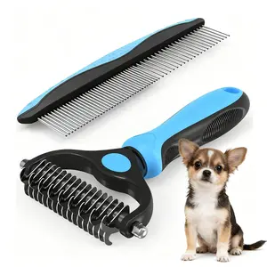 Pet Grooming Rake,Double-Sided Pet Comb,Home Grooming Tool,Combfor Dogs & Cats,Multifunctional Pets Detangler ,Removes Tangles & Floating Hair,Stainless Steel Blade + PP Handle,Painless Fur Brush for Shedding Control