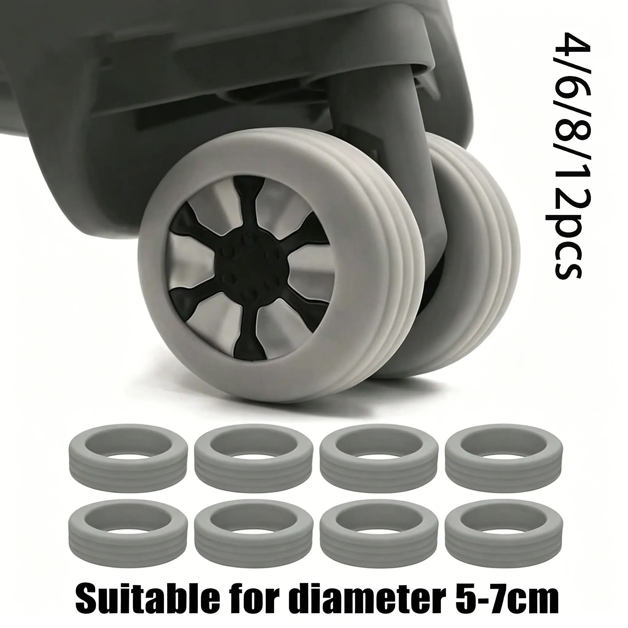 4/6/8/12pcs Travel Bag Wheel Protectors, Silicone Trolley Case Silent Caster Sleeve, Anti-Scratch Universal Wheels Cover, protective covers, Travel Accessories