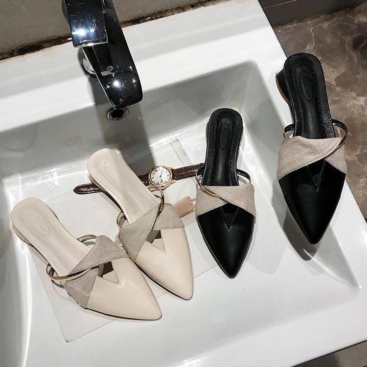 2025 New Women's Closed-Toe Mule Shoes, Fashionable Summer Slip-On Casual Flats, Low Heel Outdoor Slides