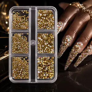 6-Grid Sharp Bottom DIY Nail Art Rhinestones, Perfect for Creative Nail Designs, Easy to Use and Decorate Your Nails