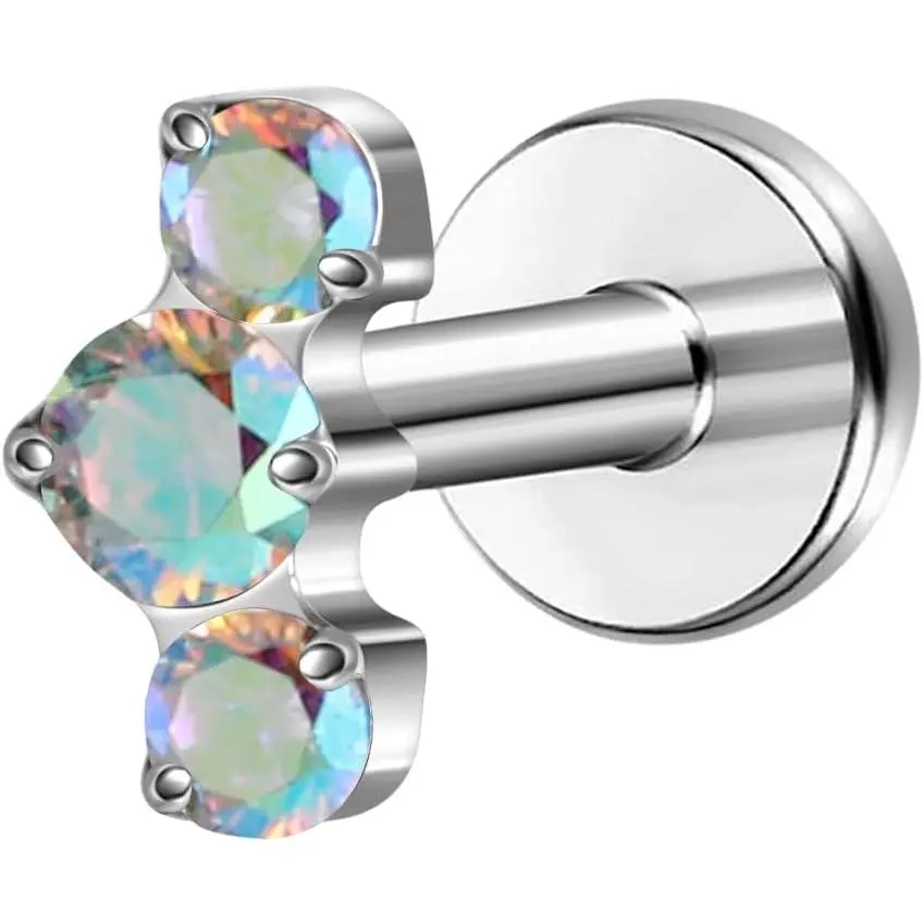 16G Flat  Earring Stud ASTM F136 Titanium 6mm 8mm Push In Fit Threadless Dainty Cartilage   for Women for Tragus Helix Rook Conch Lobe Lip
