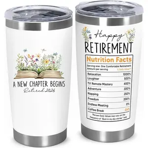 Retirement Gifts For Women 2026 - A New Chapter Begins Tumbler - Retired Gift For Boss Female, Happy Retirement with Nutrition Facts Gifts For Coworker Lady, Mothers Day Gift Chirstmas