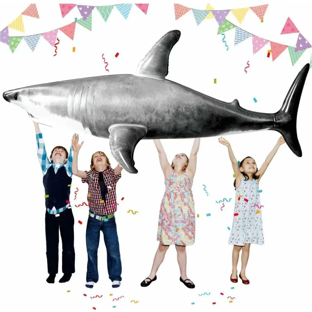 Huge Inflatable Shark Pool Toy,Shark Pool Beach Birthday Party Decorations