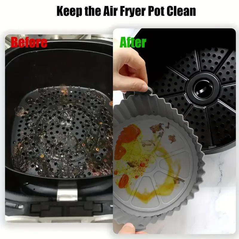 2-Piece Advanced Silicone Air Fryer Liners, Reusable Non-Stick Heat Resistant, Easy Food Placement, Alternative to One-Time Wax Paper Liners, Air Fryer Accessories