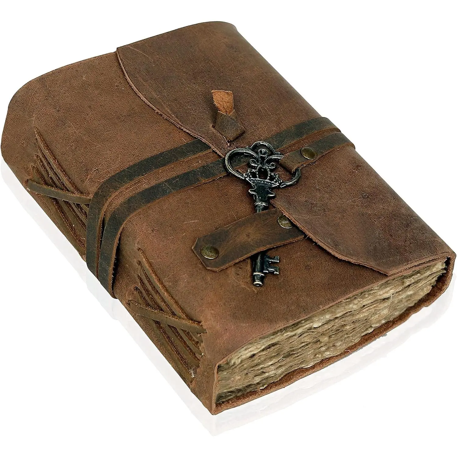 Leather Journal for Women Men, Deckle  Paper Leather Notebook of 180 GSM, Book of Shadows Journal Blank, Leather Bound Journal diary ( Brown)