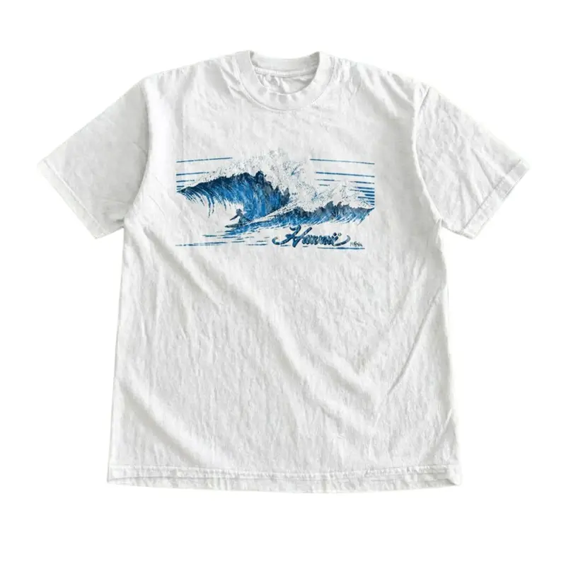 Men’s Vintage Ocean Wave  T-Shirt, Surf Style Print Tee, Casual Summer Short Sleeve Shirt, Retro Beach Streetwear Top, Relaxed Fit Unisex  T-Shirt