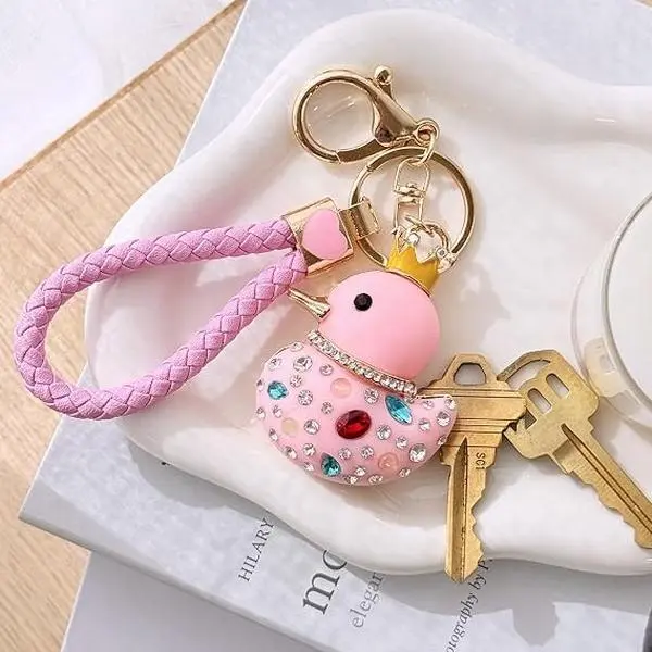 Sparkling Crystal Rhinestone Duck Keychain Cute Aesthetic Y2K Style Bag Charm Pendant, Luxury Duck Charm Keyring for Women Girls Backpack Handbag Purse Car Accessories, Trendy Lightweight Kawaii Gift Decor