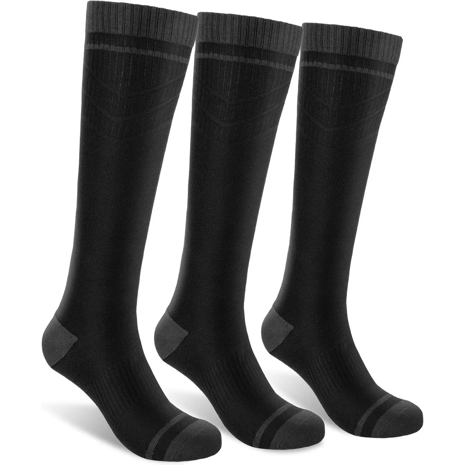 Bamboo Viscose Compression Socks for Women & Men (3 Pairs) 15-20 mmHg Knee High Support for Nurses, Travel, Pregnant