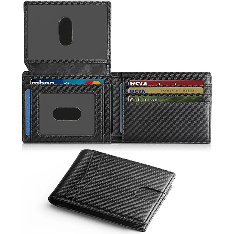 Wallet for Men Slim RFID Blocking Leather Credit Card Holder Wallet for 14 Cards, Bifold Minimalist Thin Wallet with 2 ID Windows & Cash Slot, Front Pockt Carteras Para Hombres, Birthday Gifts for Men