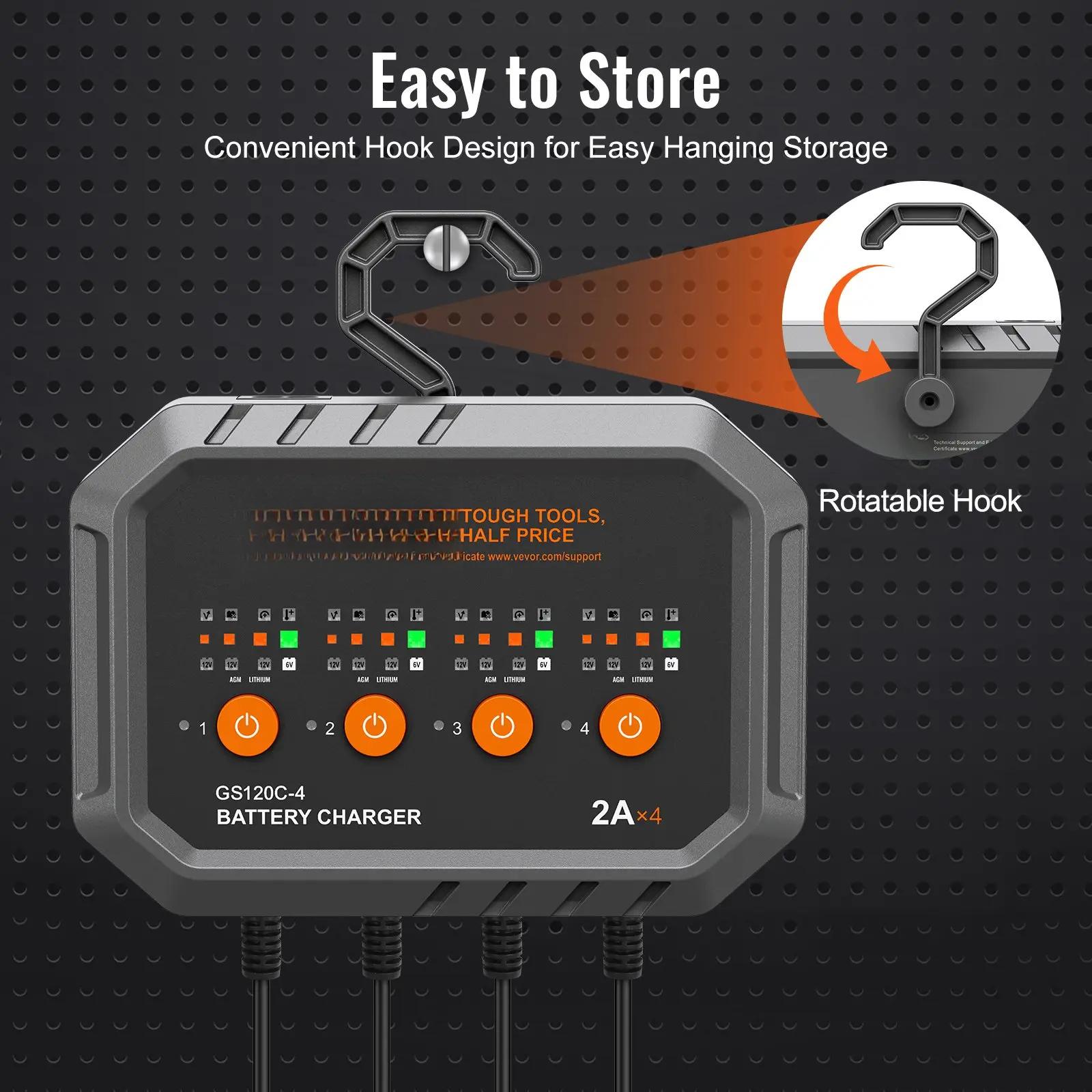 Smart Battery Charger, 8-Amp, LiFePO4 Lead-Acid (AGM / Gel / SLA) Car Battery Charger, Fully-Automatic Charger Maintainer Desulfator for Boat Motorcycle Lawn Mower Golf Cart Marine Deep Cycle