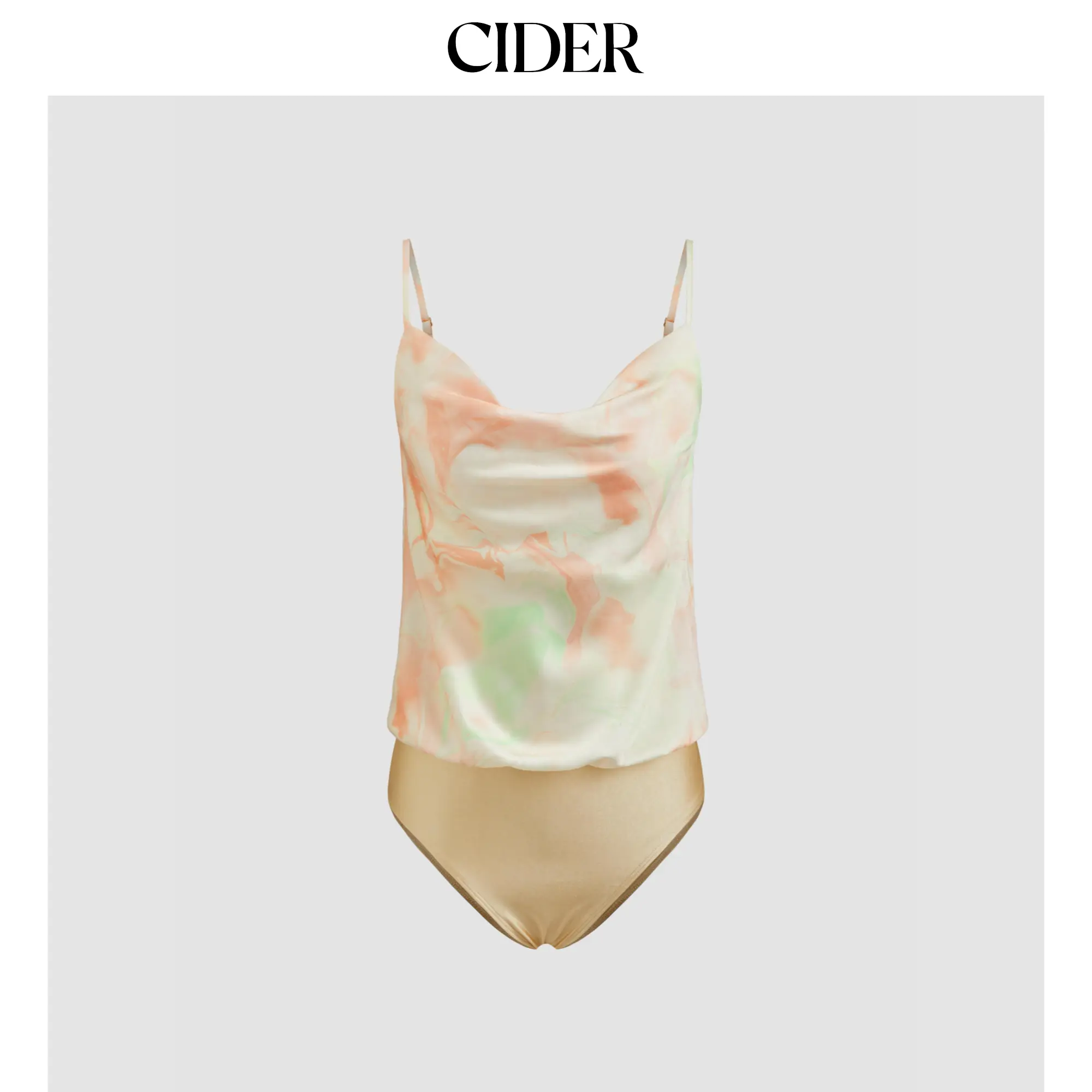 Cider [size 2-26] Satin Cowl Neck Tie Dye Cami Bodysuit SummerFinds