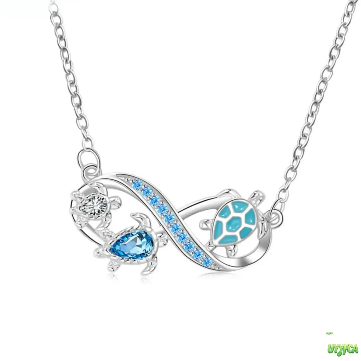Women’s Infinity Sea Turtle Pendant Necklace, Silver‑Tone Ocean‑Inspired Jewelry With Blue Crystal Inlay, Dainty Animal Charm For Mother’s Day, Date Nights And Everyday Casual Outfits,back to school,back to school haul