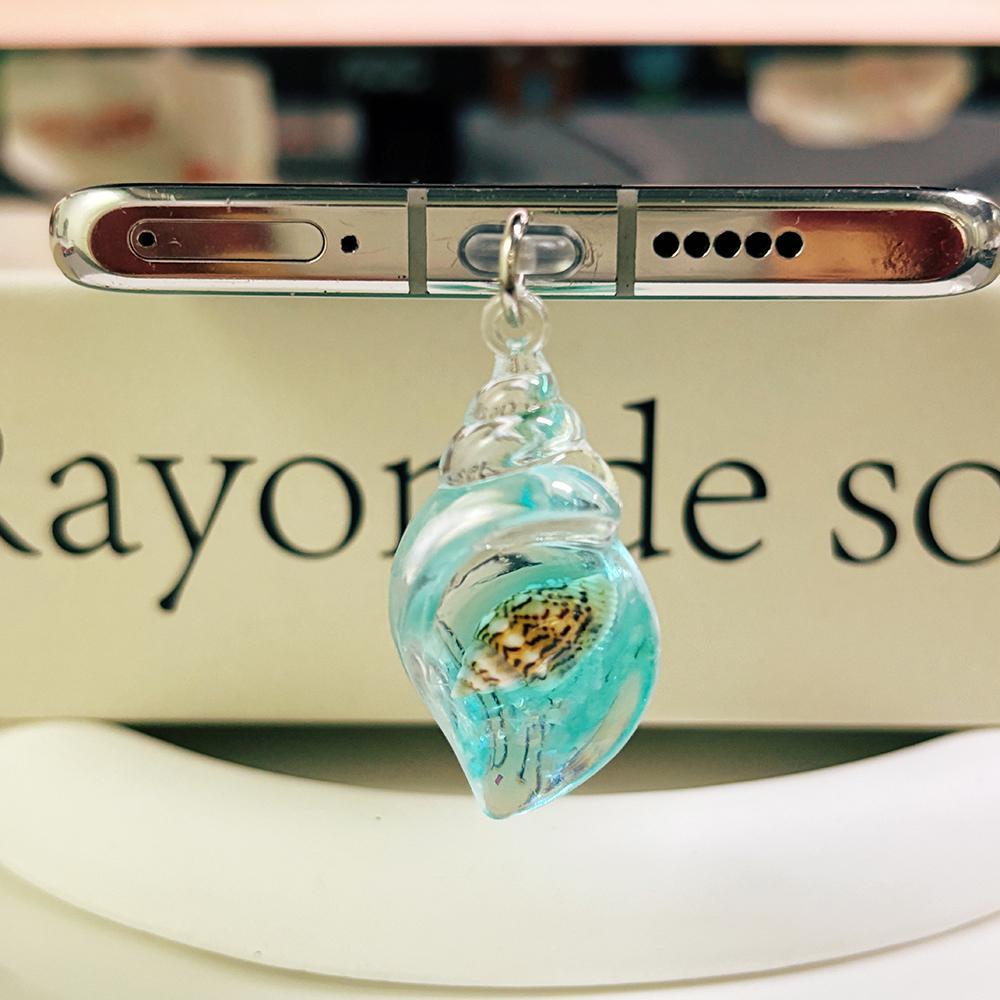 Luminous Shell Design Phone Dust Plug, 1 Count Phone Charm for Women & Girls, Fashion Mobile Phone Accessories for iPhone & Samsung