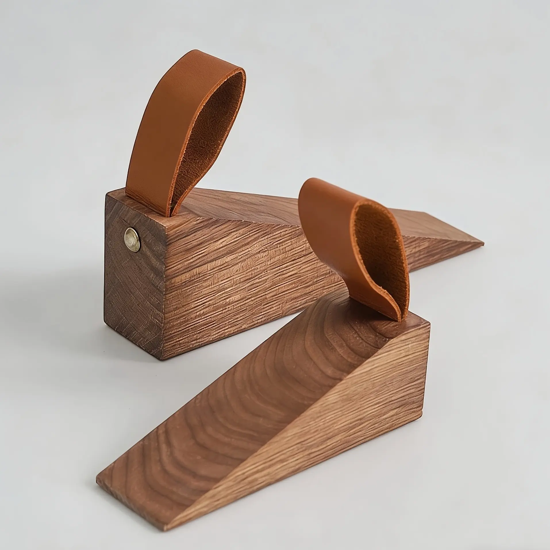 2pc Solid Wood Door Stopper, Creative Movable Door Wedge, Home Quiet Anti-Collision Non-Slip Door Holder, Durable & Practical Design