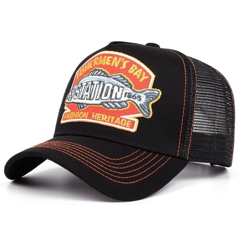 Hot Sale Unisex Summer Fishing Cap Breathable Mesh Trucker Hat Men Women Big Fish Fisherman Sports Snapback Hat Outdoor Cap