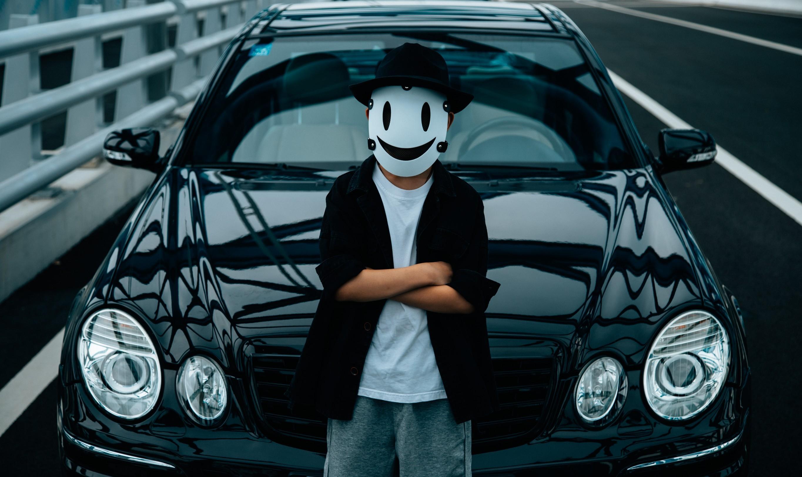 Japanese Anime Cosplay Face Mask Neon High Rise Invasion Mask LED Glowing Mask Sky invasion Masquerade Cosplay Prop