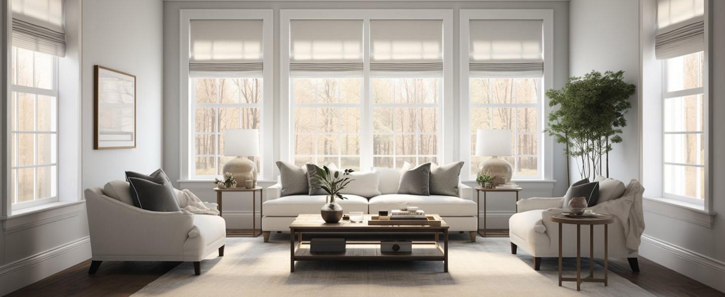 Roman Shades for Windows , Window Treatments , Darkening Shades, 31"W X 64"H , Belgian Flax (Privacy & Light Filtering)