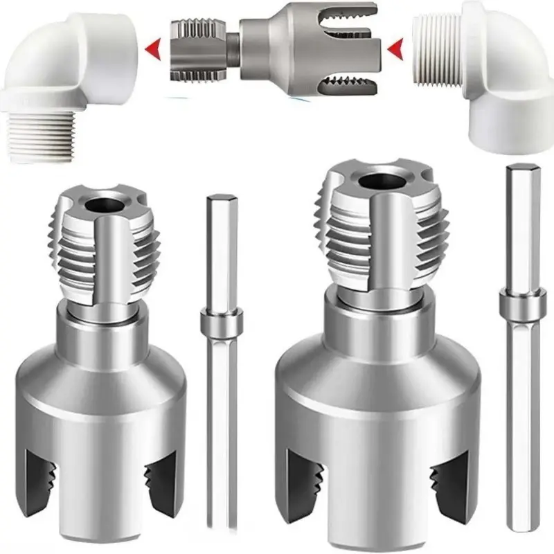 Heavy-Duty Pipe Tapping & Threading 2-in-1 Hand Tool - 1/2 Inch, Dual Compatible Size, Home Plumbing Precision Repair, Drill Compatible, Anti-Wear, Heavy-Duty Durability, Time-Saving