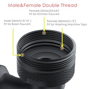 1080 Degree Rotating Faucet Extender Sink Aerator Extension Brushed Nickel