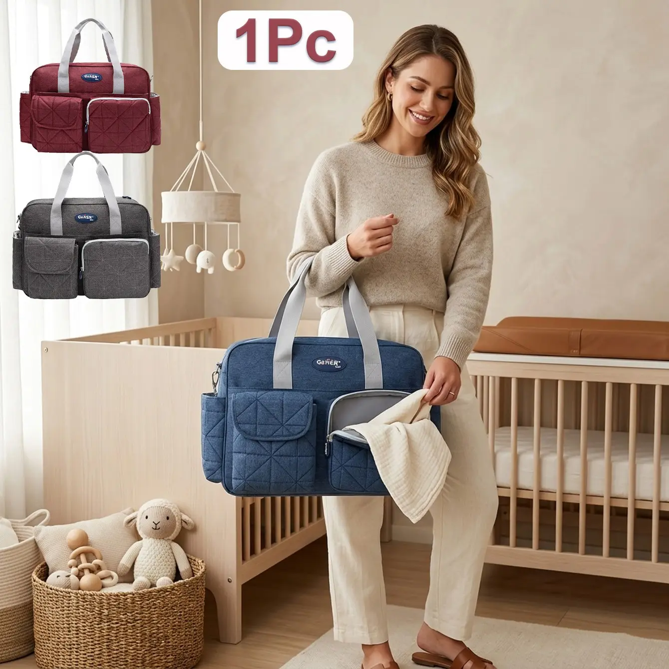 Large Capacity Diaper Bag, Multi-Functional Baby Bag, Waterproof Travel Backpack, Suitable for Stroller and Travel, Multiple Colors