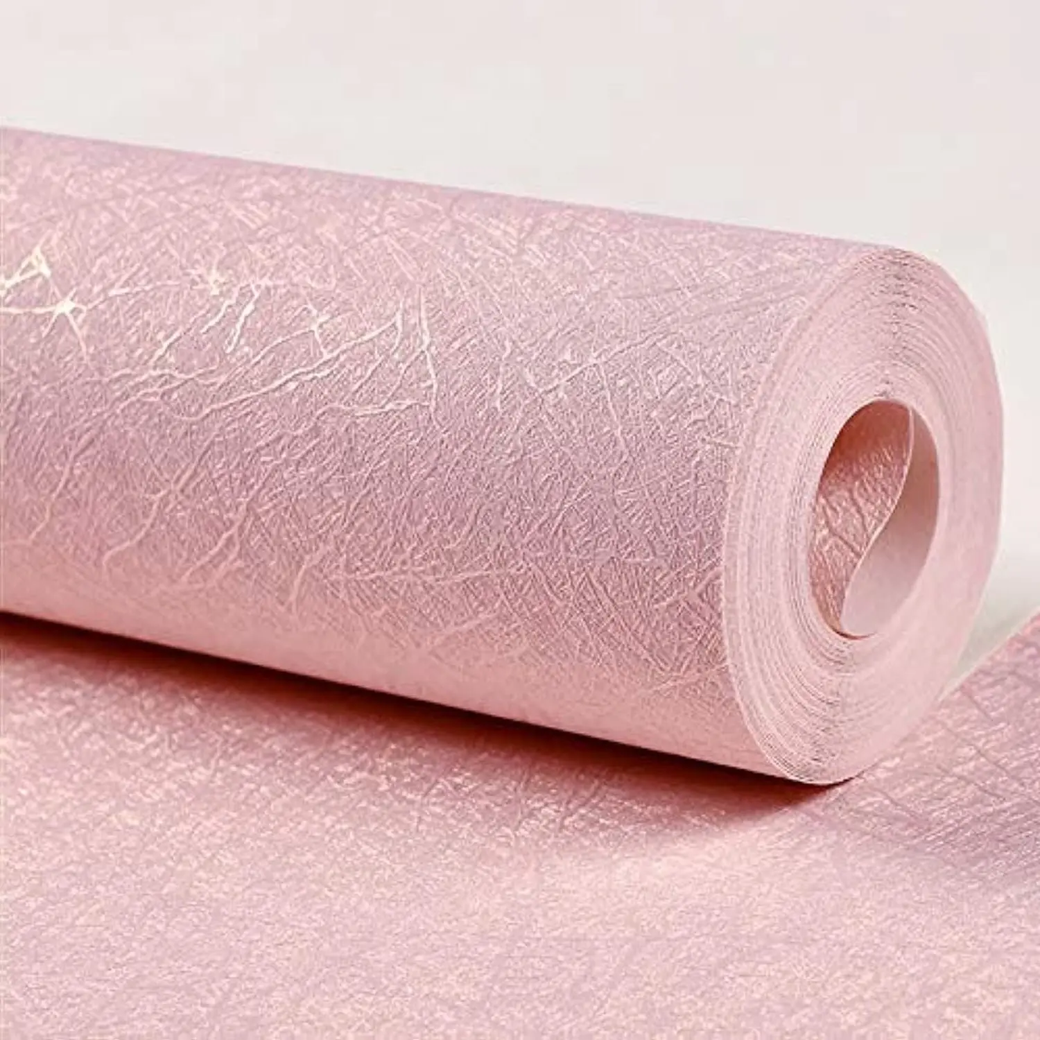 Pink Silk Textured Peel and Stick Wallpaper 15.7”×118”, Self Adhesive Removable Contact Paper for Girl Bedroom Drawer Cabinet Liner, Waterproof Wall Covering StickerGift