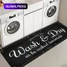1 Pc Black Laundry Room Rug, Soft Comfortable Runner Anti-Slip Floor Mat, Printed Carpet for Kitchen, Living Room, Bedroom and Sink Area #GLOBAL PICKS