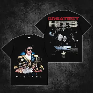 Premium soft cotton unisex oversized short sleeve tee with 2026 Michael Jackson biopic King Of Pop graphic casual pop streetwear ideal collectible fan gift for MJ supporters adult men women daily casual outdoor wear