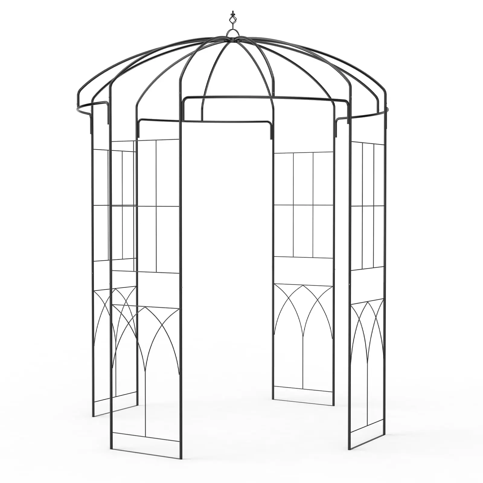 GARVEE 8.8 ft Birdcage Shape Garden Arch,Pergola Pavilion for Climbing Plants Outdoor,Steel Wedding Arches for Ceremony Party,Metal Garden Arbor for Patio,Backyard,Black