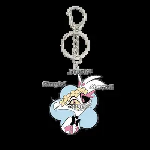 Double-sided 5cm Hazbin Hotel Fizzarolli Octavia Alastor Acrylic Keychain Radio Demon Flower Charm for Fans Bag Pendant Gifts