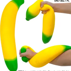 Easy Sqweezy Giant Stretchy Banana, Huge Jumbo Sized Squishy Sensory Play Fruit Toy, Perfect to Squeeze for Stress Relief - Fun Sensory / Fidget Novelty Toy for Kids and Adults