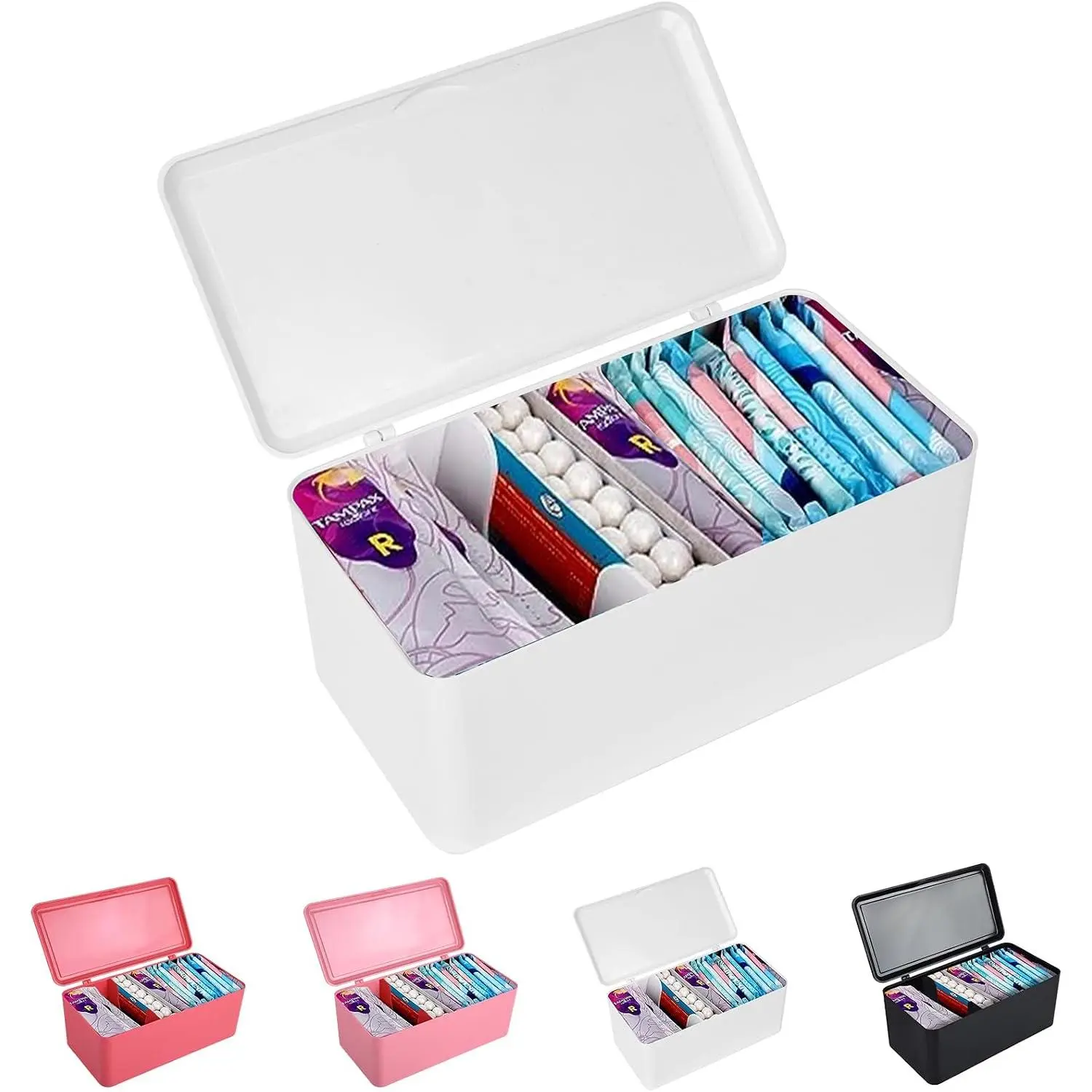 pad and tampon organizer for bathroom, White |   Sanitary Napkin Holder,Pad and Tampon Organizer for Period,Sanitary Napkin Storage Container