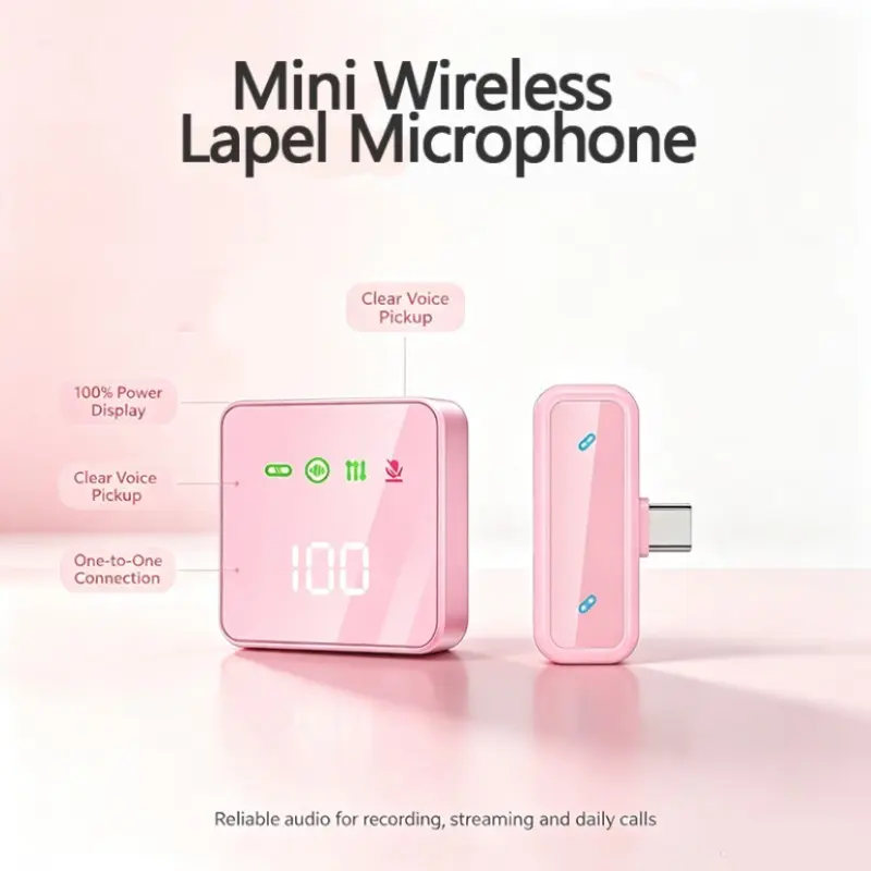Wireless Clip-On Microphone for iPhone and Android, Rechargeable Battery, Ideal for Podcasts and Vlogs, Audio and Video Recording