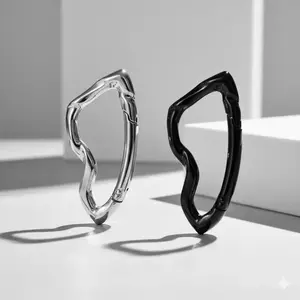 BeadBreath 2Pcs Abstract Stainless Steel Carabiners, Minimalist Belt Loop Clips, Stylish Daily Keychain Accessories for Men Women