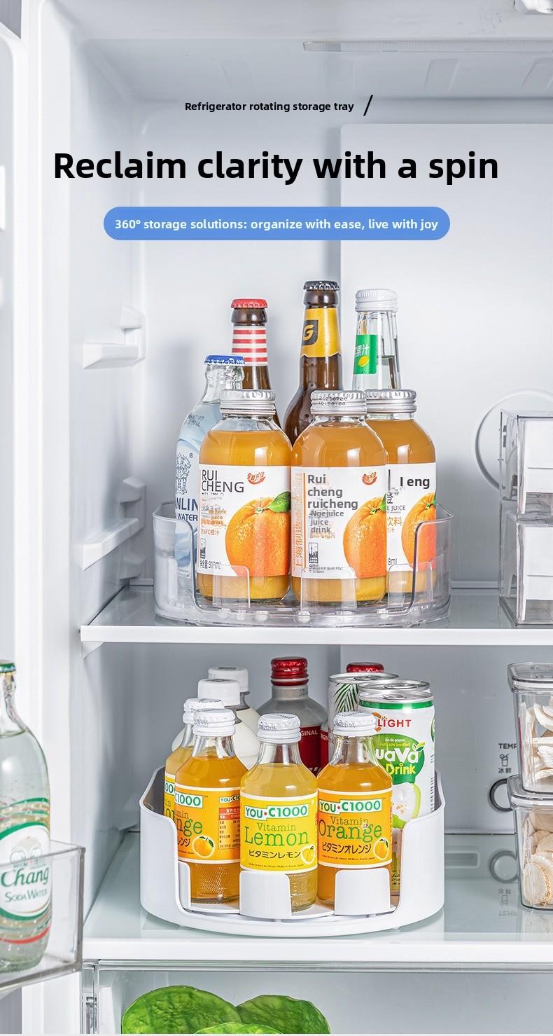 Kitchen Rotating Storage Rack for Drinks Multi - purpose Fridge Rotation Tray Detachable Washable Desktop Bottle Organizer