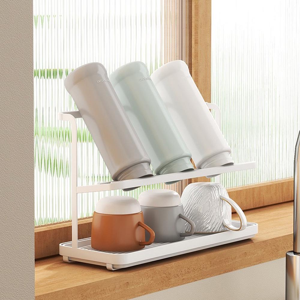 Double Layer Cup Holder Rack, Home Use Water Cup Drainage Stand, Multi-Function Tea Cup Storage Organizer, Space-Saving Design