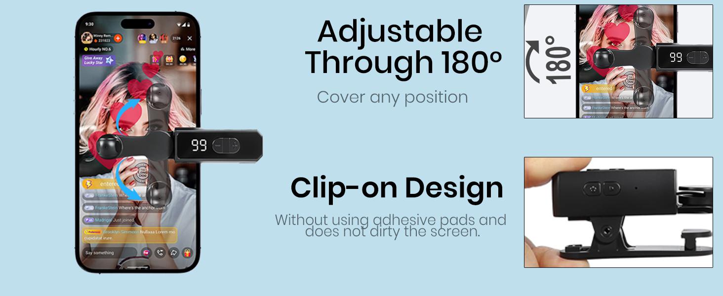 Auto Clicker Smart Tapper for iPhone iPad Android TikTok - Auto Touch Device with 107 Adjustable Speed, RechargeableInstant Clicker for Live Stream Likes, Social Media TasksBlack