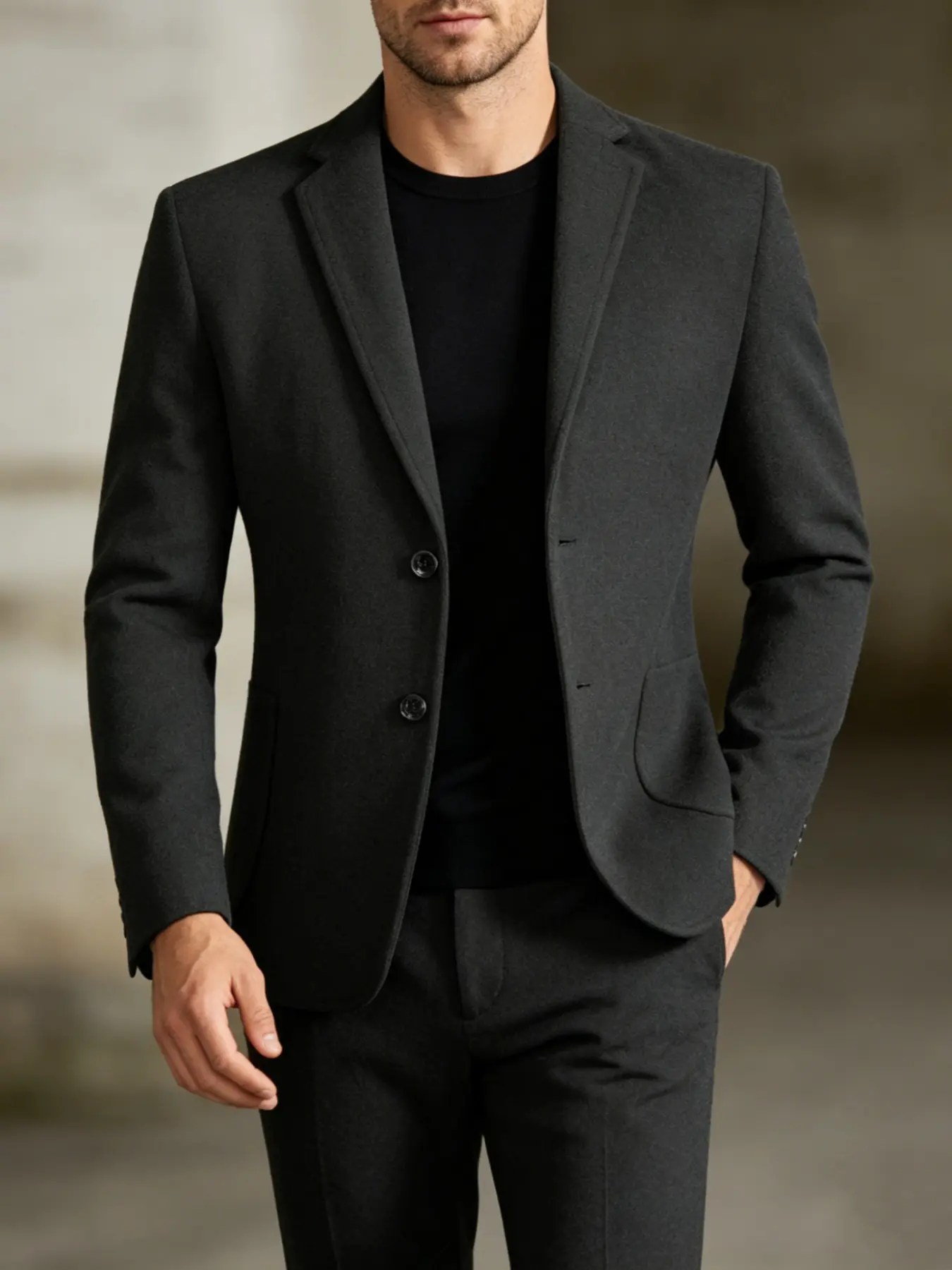 Men's Simple Elegant Single Button Blazer, Light Mature Style Business Casual Suit Jacket, Comfortable Durable Outerwear for Middle Age Men