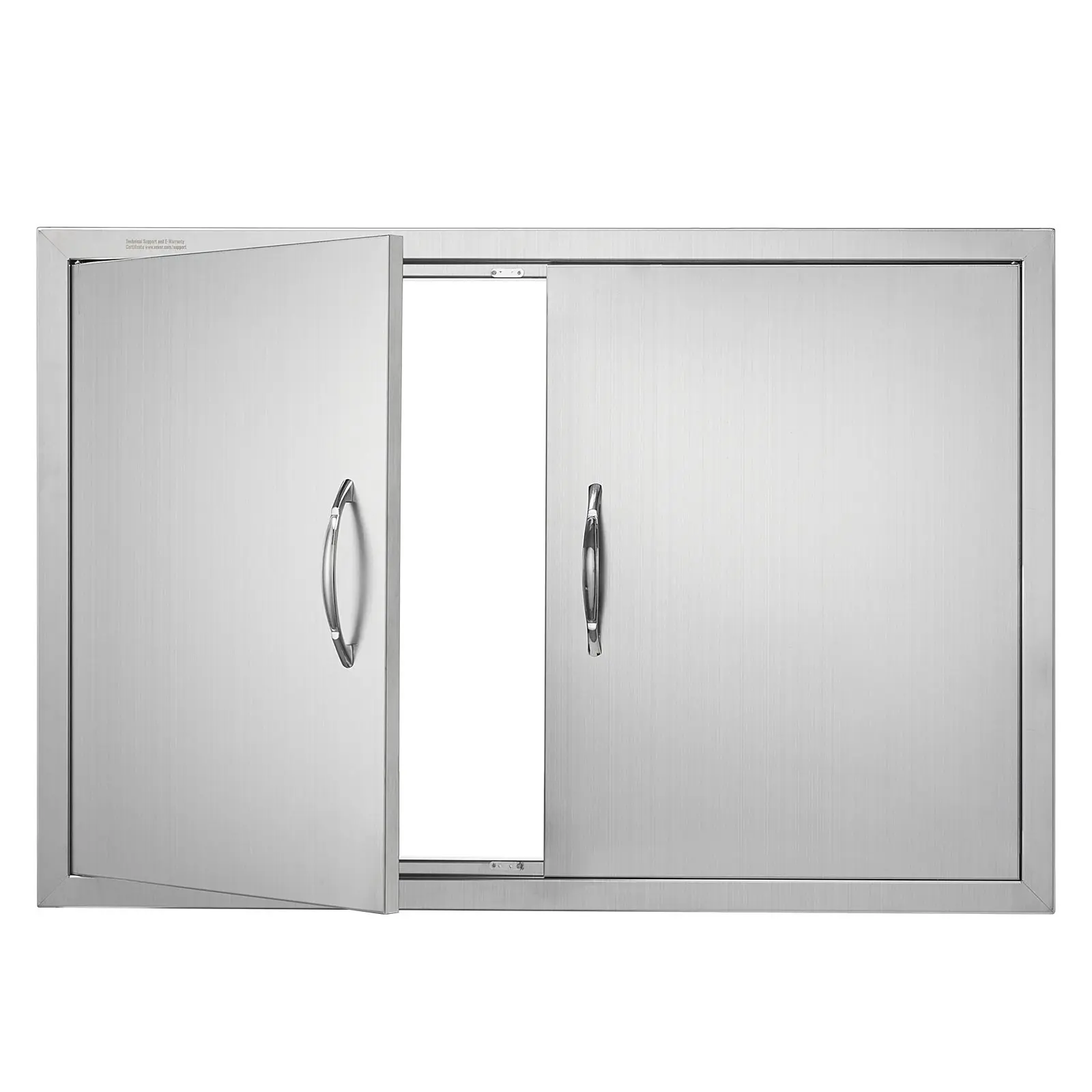BBQ Access Door For Outdoor Kitchen, 36W x 24H Inch Double Flush Mount Stainless Steel Door, Wall Mounted Vertical Door With Handles, Weather Resistant Exterior Cabinet Door For BBQ Island, Grilling Station, Patio And Backyard