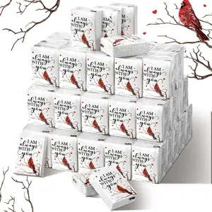 50 Pcs 3 Ply Travel Size Bulk Funeral Pocket Tissues, Memorial Cardinal Facial Tissues, Funeral Gifts Favors for Celebration of Life Decoration, Perfect for Guests Relatives Family Friends Memorial Service