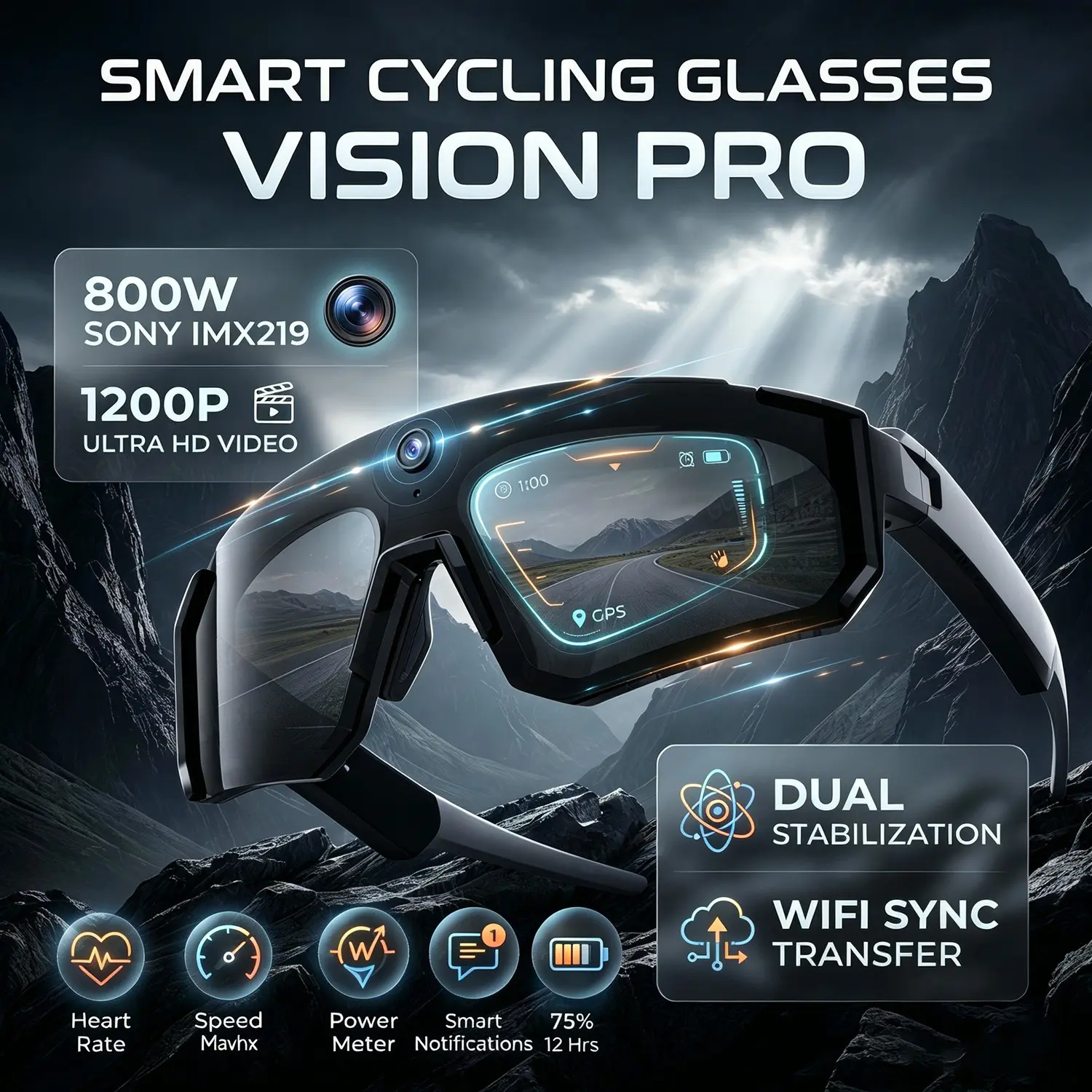 New Smart Glasses Men 800w HD Camera Photo Video, Bluetooth-compatible Call Translation, Anti Glare, Smart Sports Glasses, Wearable Smart Glasses, Smart Wireless Glasses, Smart Recording Glasses, Running Baseball Sunglasses, Cycling Glasses