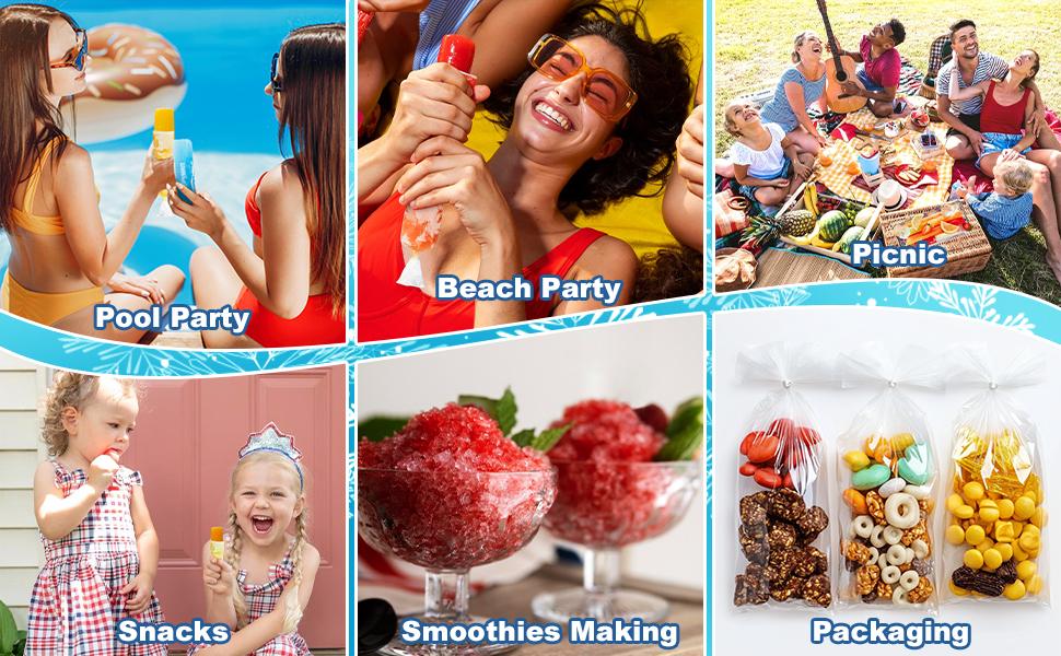 [New Deal] 50 Ice Candy Plastic Bags - 4x12 Mexican Ice Pop Bags Freeze Icepop Bags Popsicle Mold bags for homemade ice cream Popsicle Wrappers Yogurt Ice Cream Smoothie Mold Bag