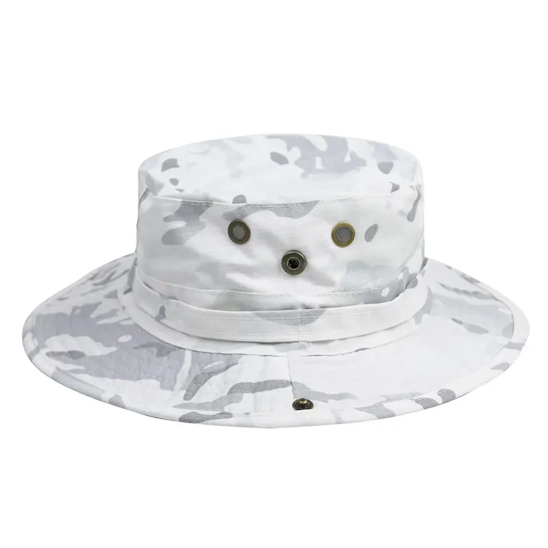 Camouflage Wide Brim Bucket Hat for Men Women, Casual Outdoor Hat, Outdoor Headwear, Breathable Lightweight Sun Protection Fisherman Cap, Windproof Outdoor Safari Boonie Hat with Adjustable Strap, Ideal for Fishing Hiking Camping Daily Wear