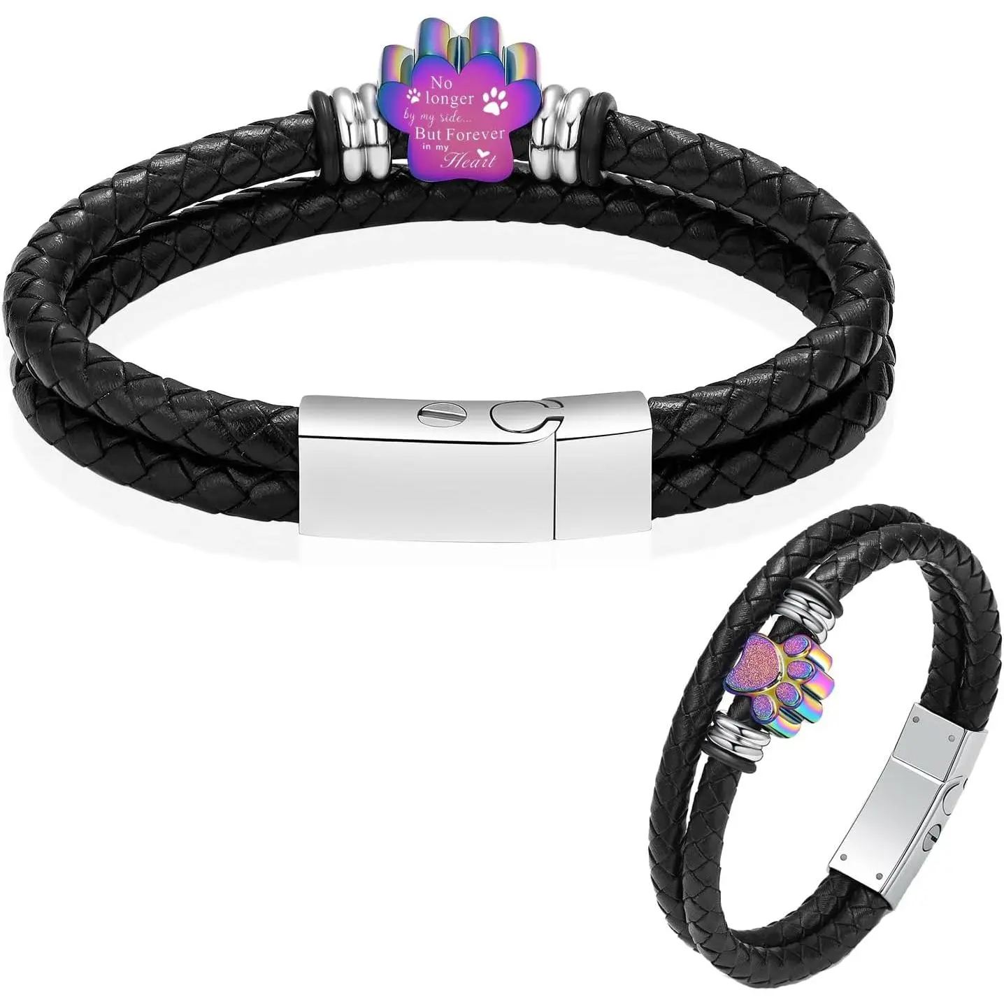 Unisex Ashes Holder Bracelet - Stainless Steel & Leather Bangle, Leather & Metal Accessory for Loved Ones with Fill Tool (Multi-Size, Unisex Wear)