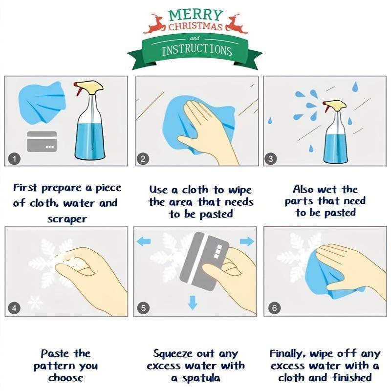 4 sheets/set Christmas Window Stickers - Static White Snowflake and Winter Decorations, Reusable Plastic Holiday Decoration